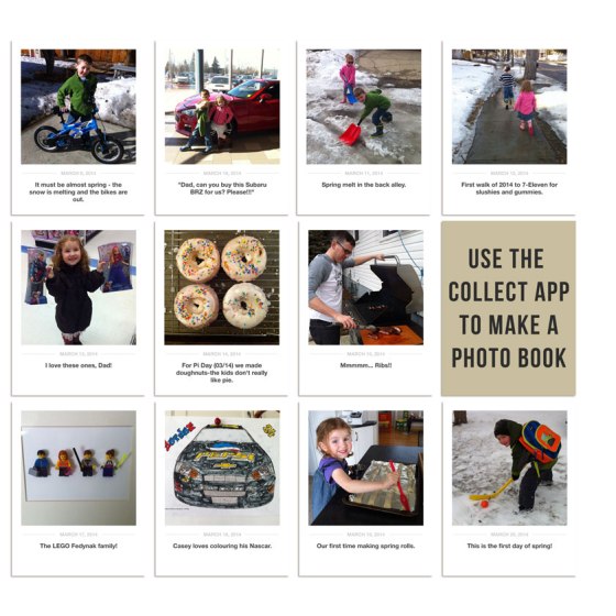 Using Collect App Cards in a Photo Book