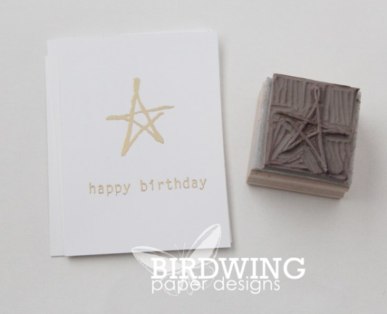 Hand Carved Stamp and A Birthday Card - Birdwing Paper Designs