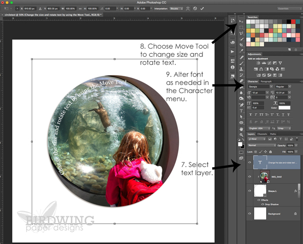 Circular Text in Photoshop - Birdwing Paper Designs