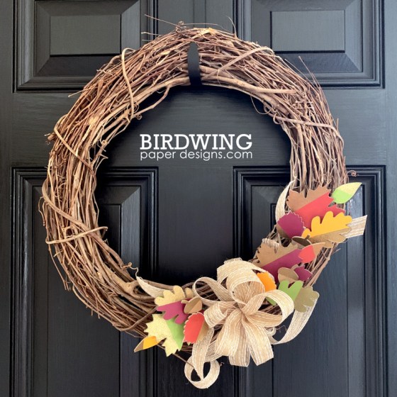 Fall Wreath with DIY Leaves - Birdwing Paper Designs