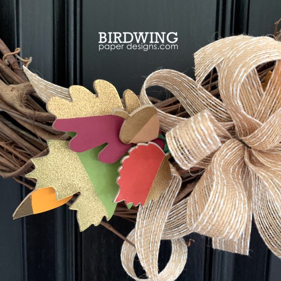 Fall Wreath with DIY Leaves - Birdwing Paper Designs