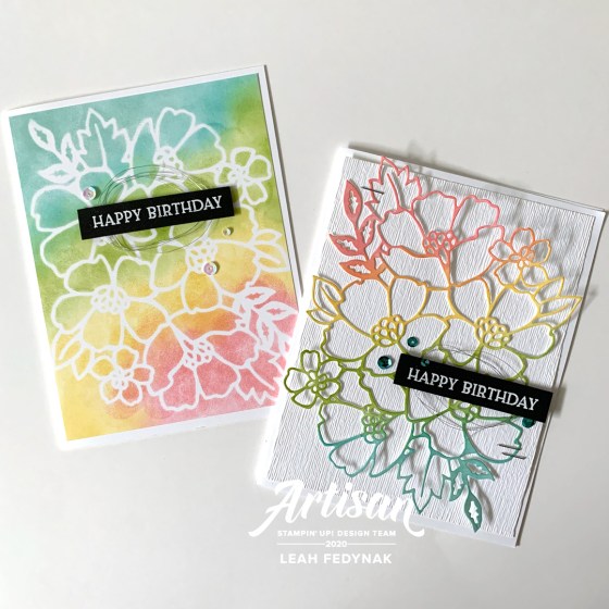 Blossoms in Bloom Stencilled Cards